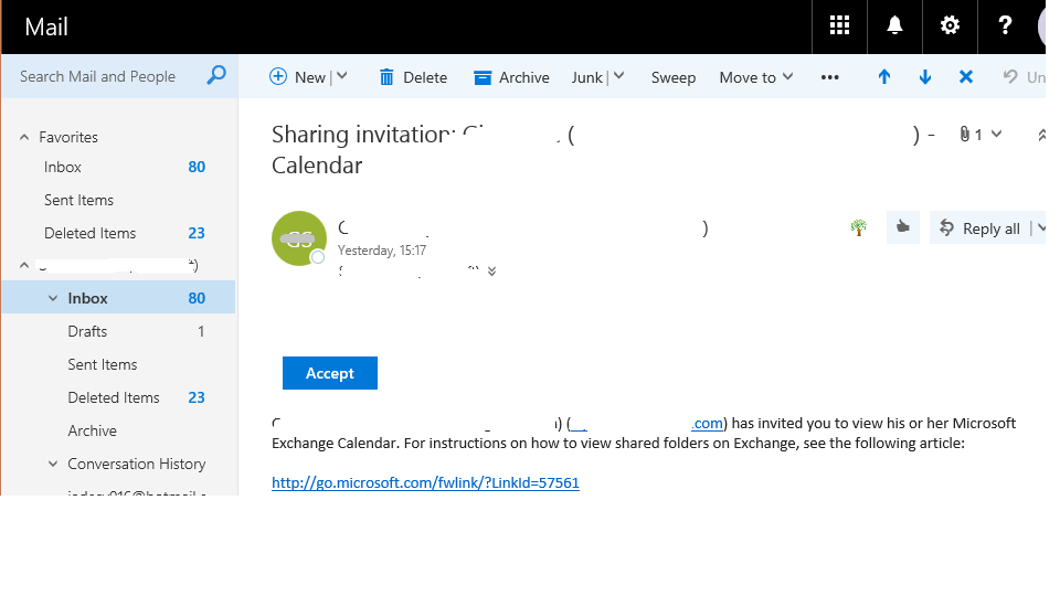 outlook for mac 2016 not able to shared calendar